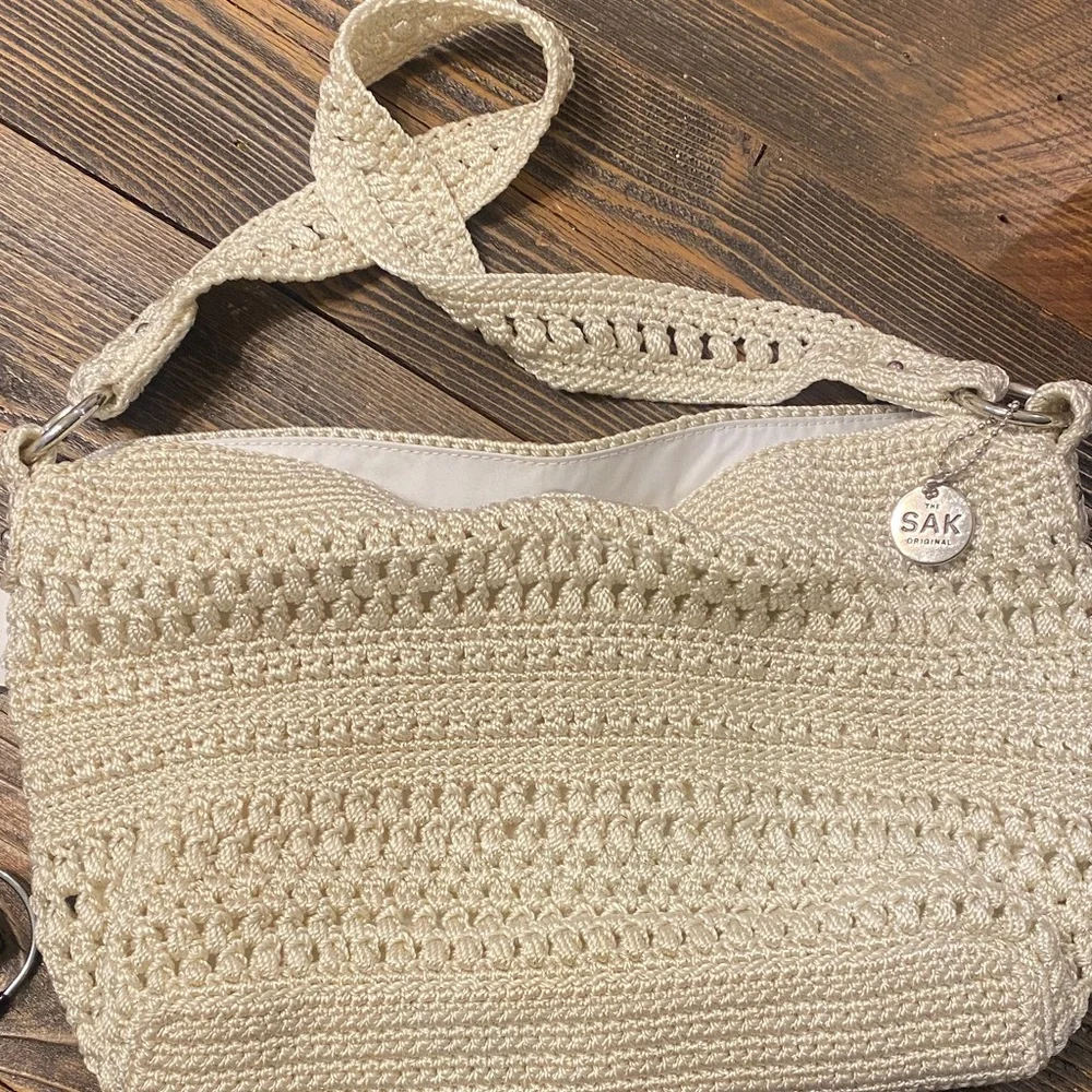 The Sak Tan Crochet Shoulder Bag purse - Picture 4 of 9